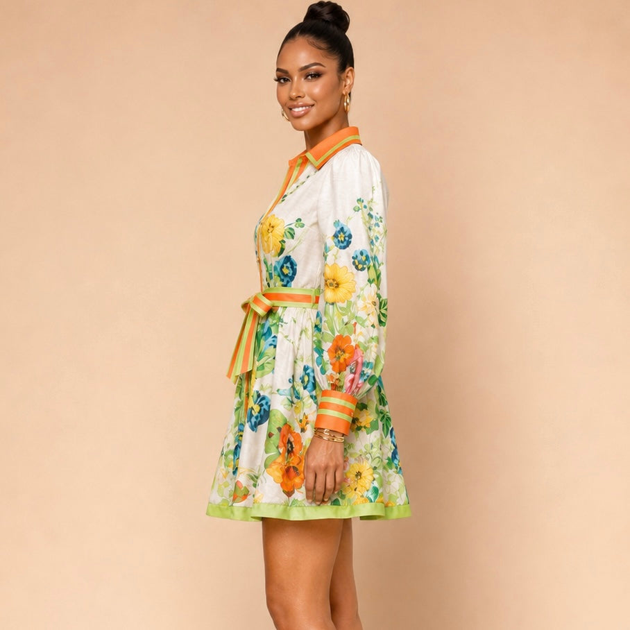 Short floral-print dress
