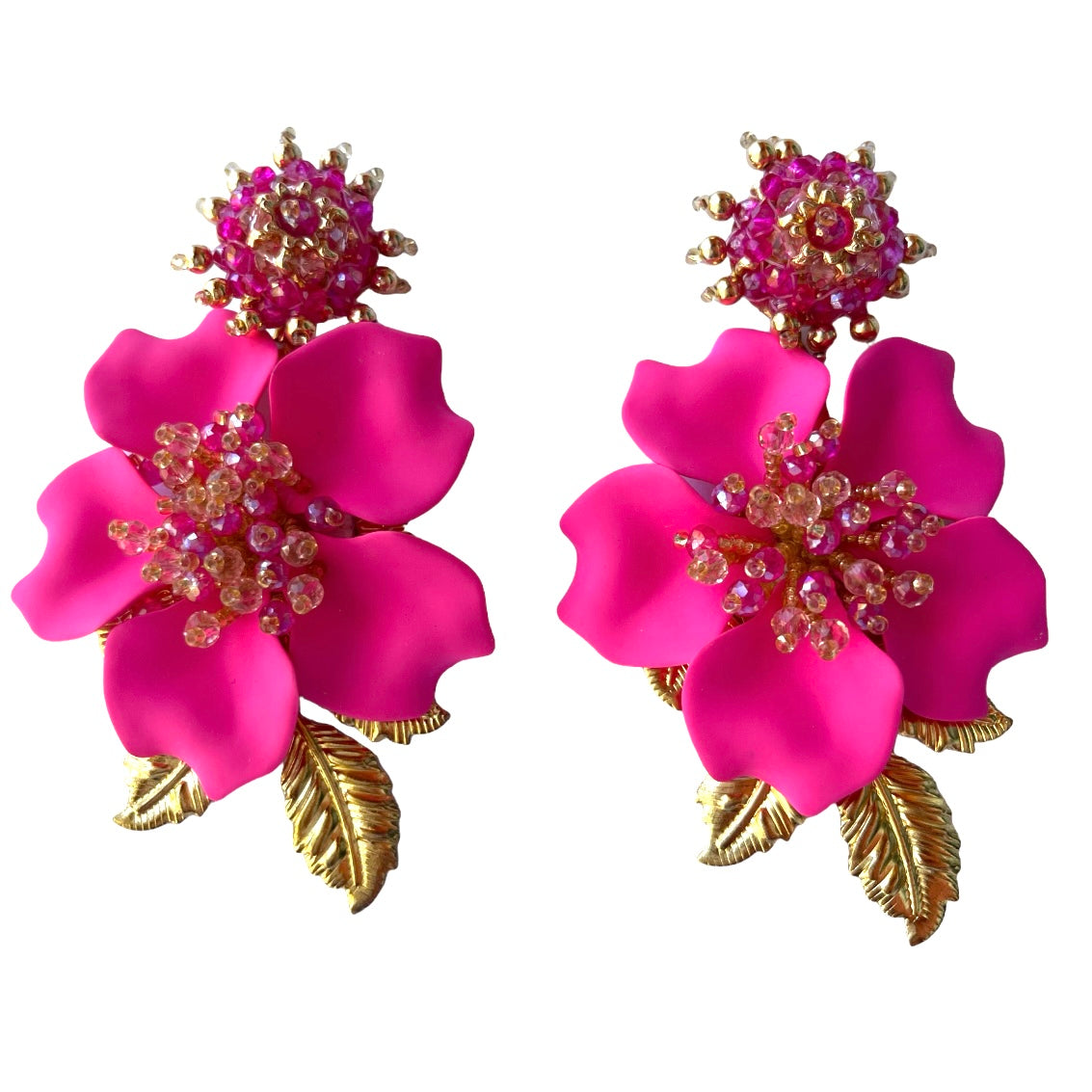 Elegant fuscia flower earrings