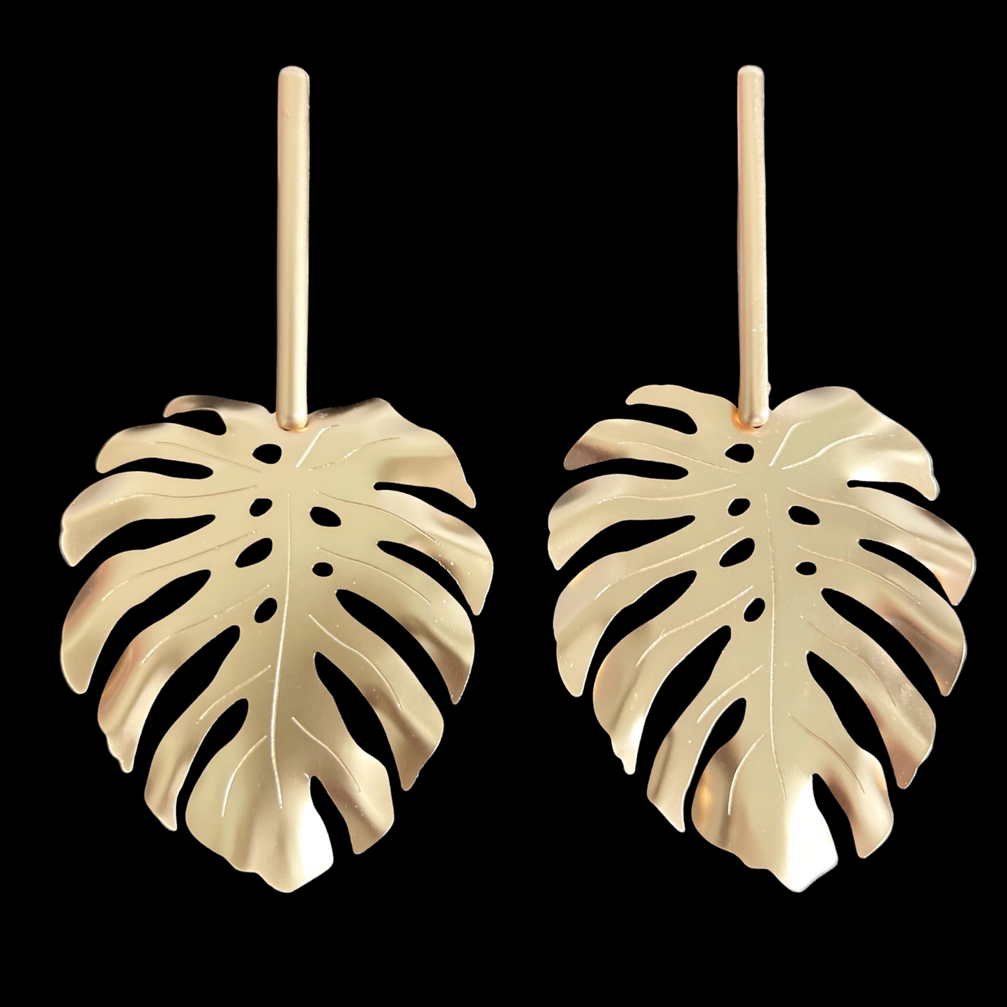 E. 24k gold plated miami leaf earrings