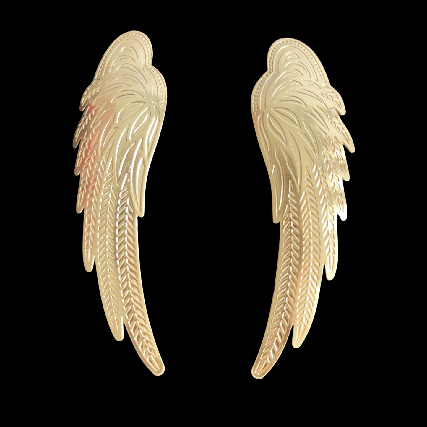 E. 24k gold plated wing design earrings