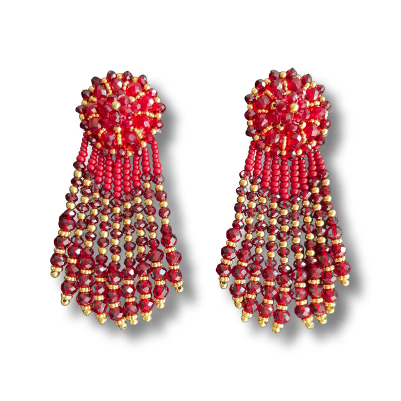 03. Elegant red and gold rain earrings