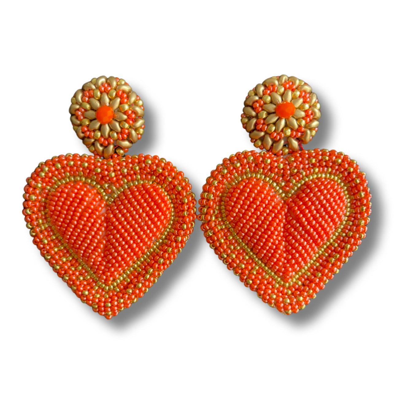 04. Medium size orange heart earrings