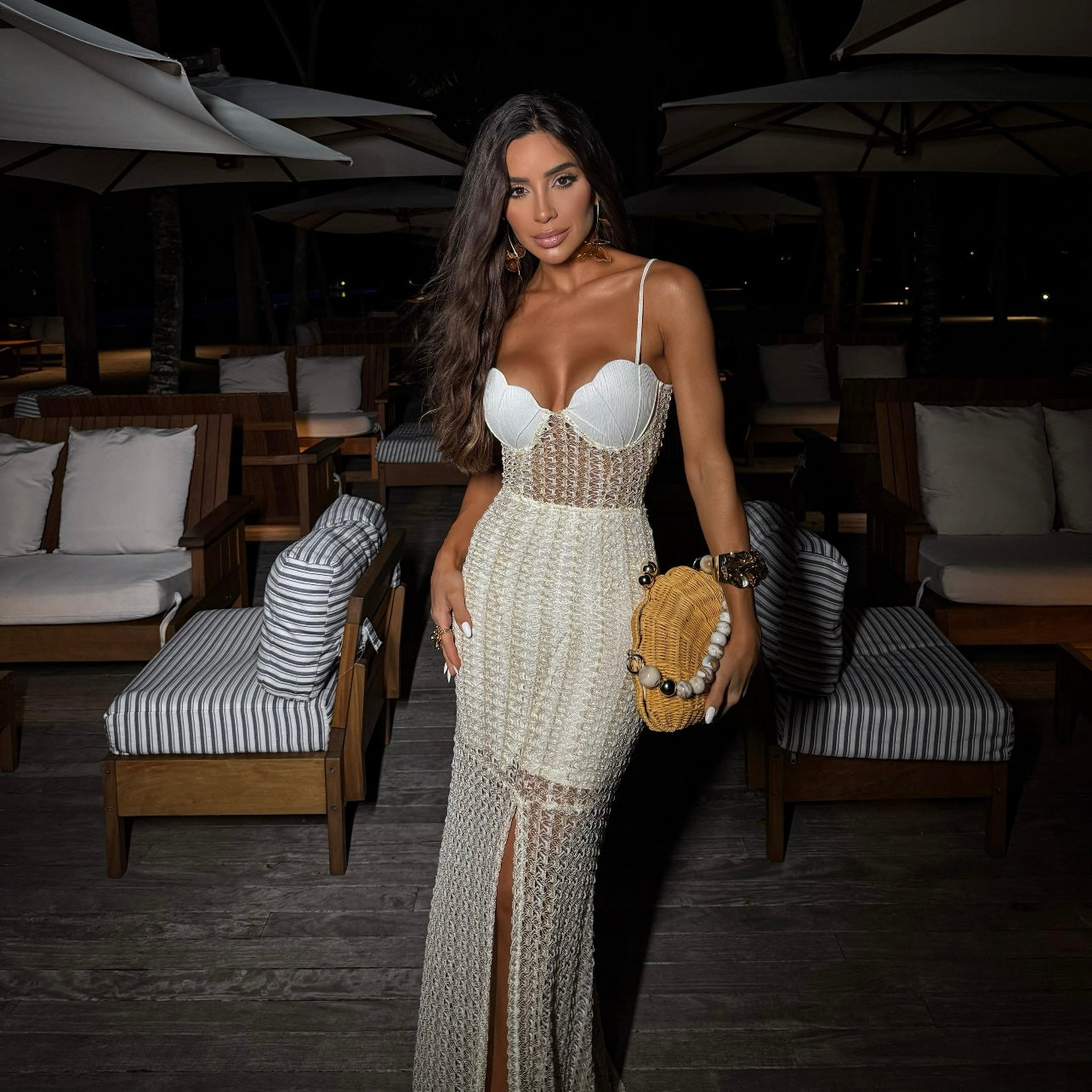 01. Maxi dress. Elegant, Beige, Special Day, Resort