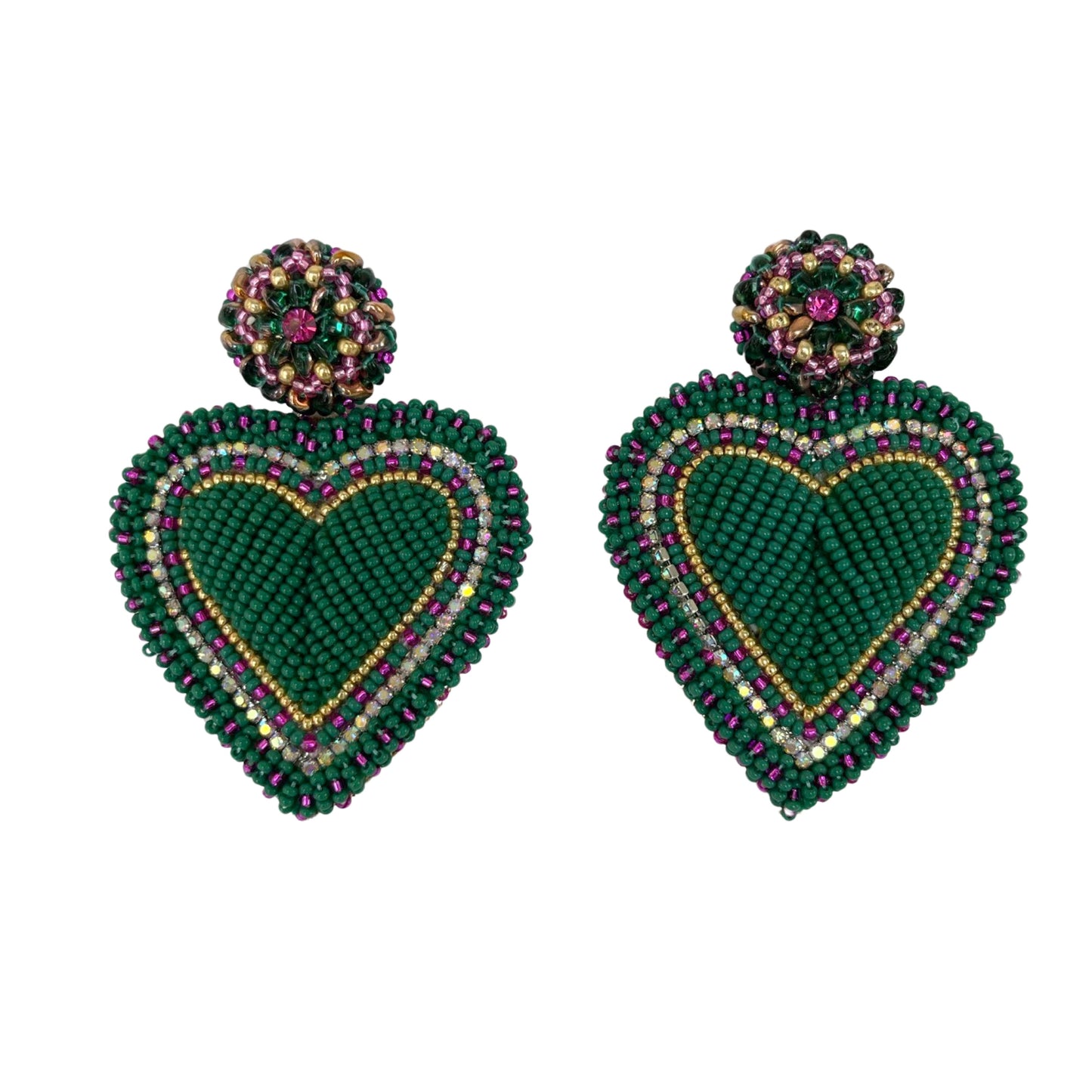 04. Medium size green heart earrings