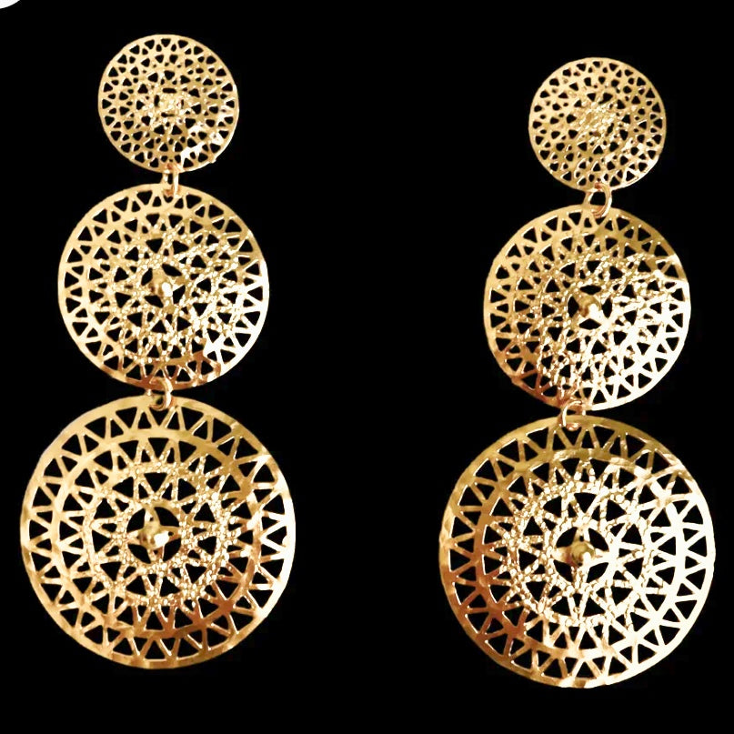 E. Filigree earrings made of bronze plated in 24k golg
