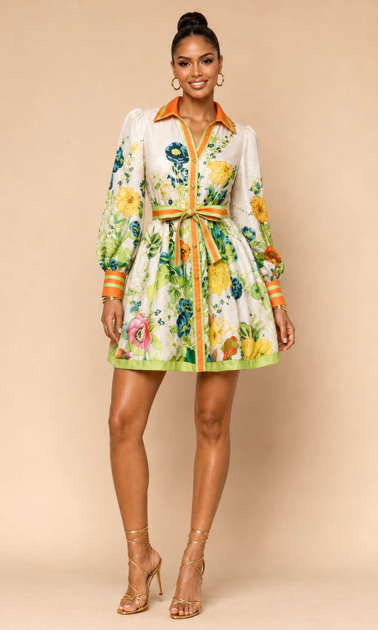Short floral-print dress