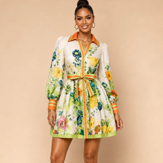Short floral-print dress