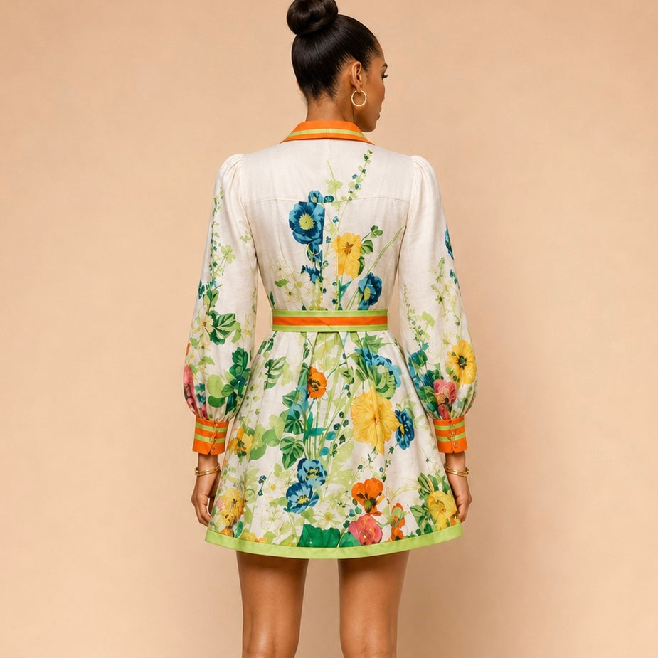 Short floral-print dress
