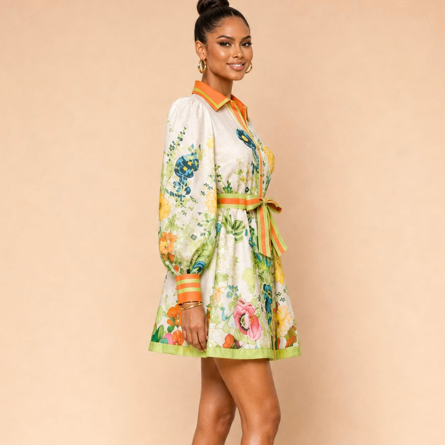 Short floral-print dress