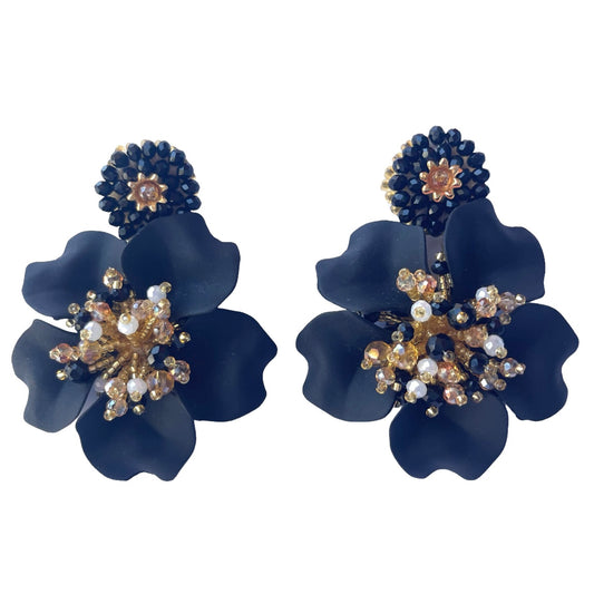 black flower earrings