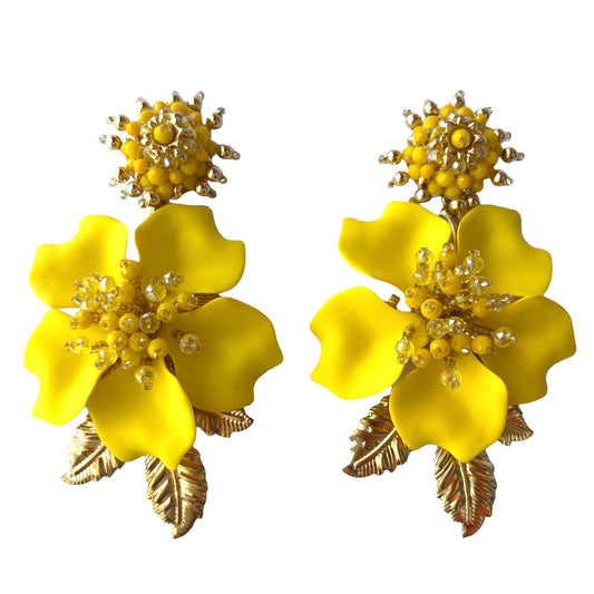 elegant yellow flower earrings