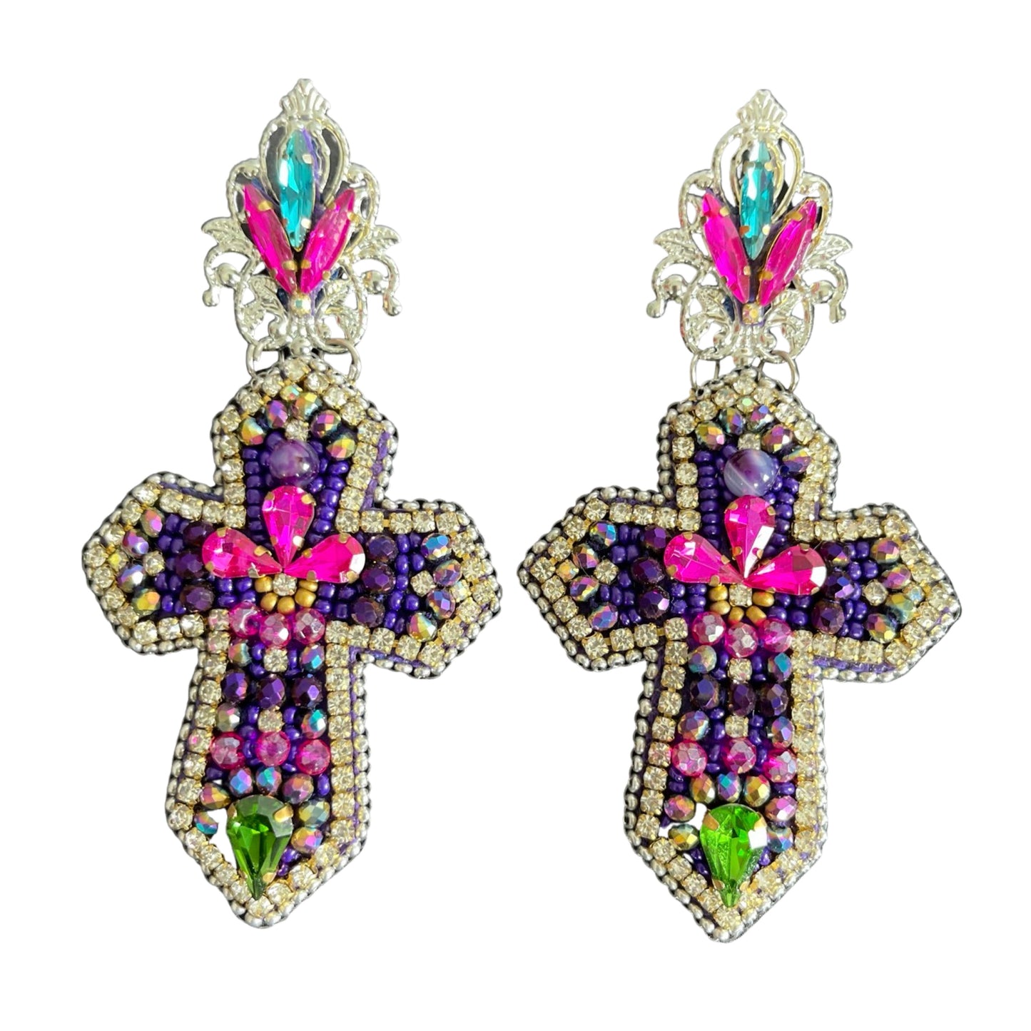 05. Multicolor cross earrings