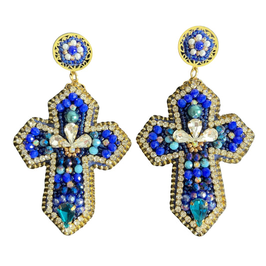 05. Blue cross earrings