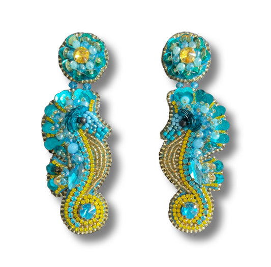 05. Blue seahorse earrings