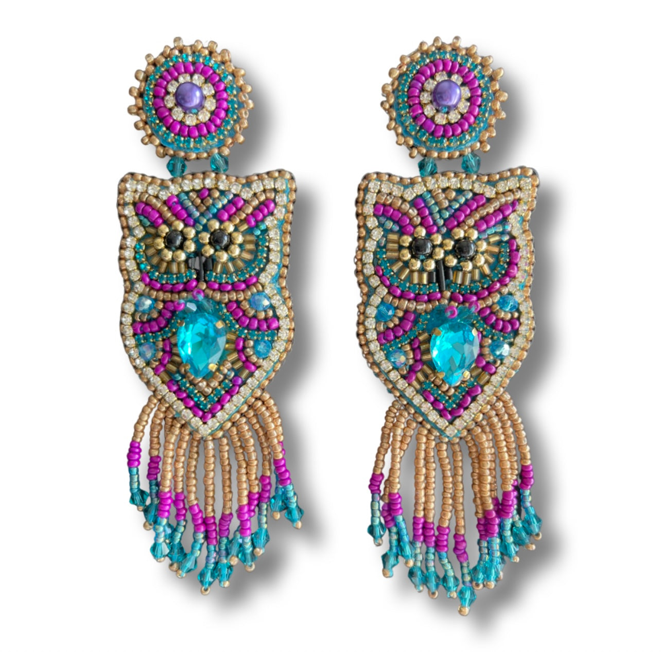 05. Multicolor owl earrings