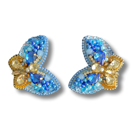 03. Blue and gold butterfly earrings