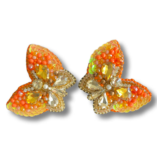 03. Orange and gold butterfly earrings