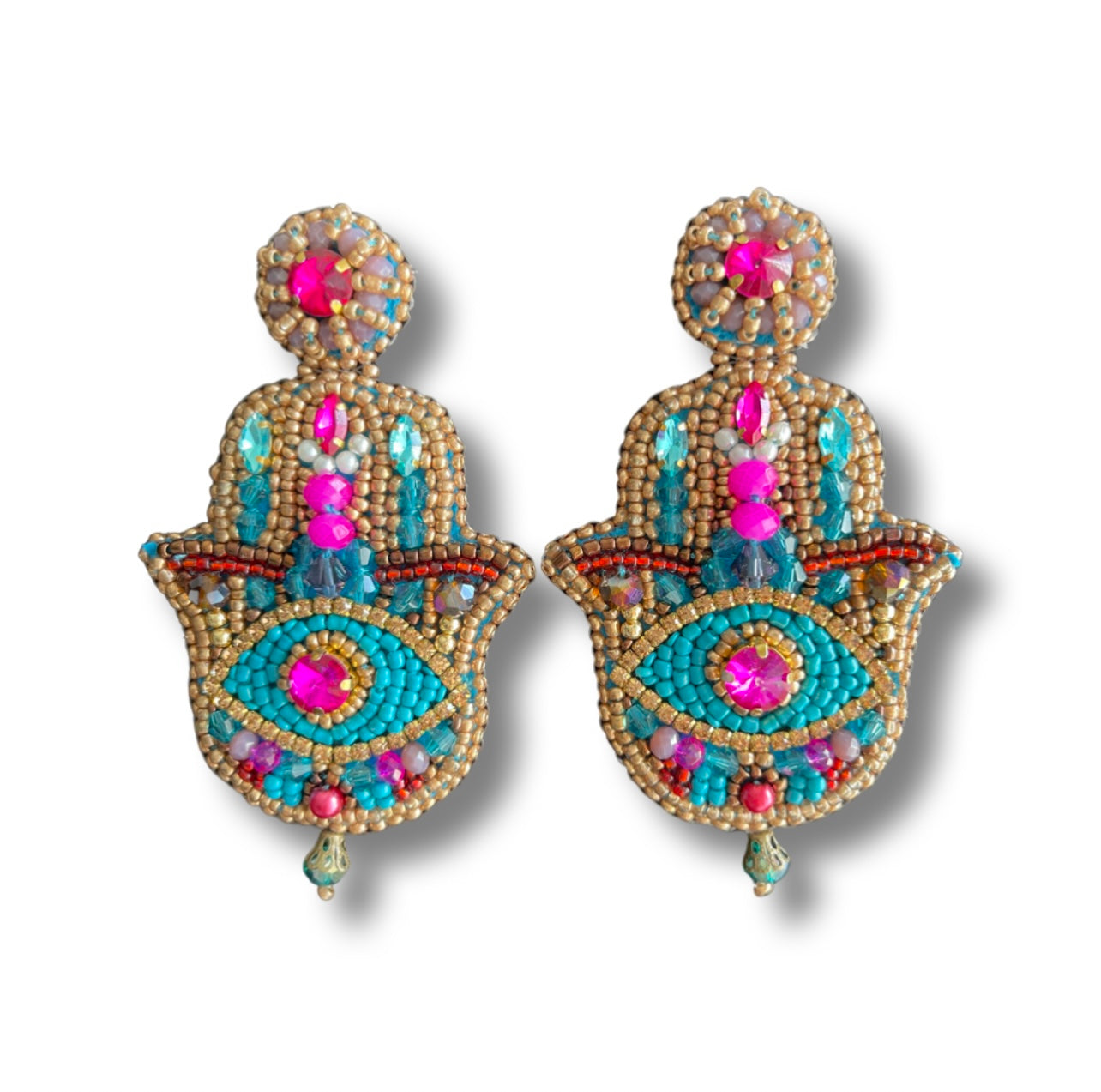 05. Multicolor hamsa earrings