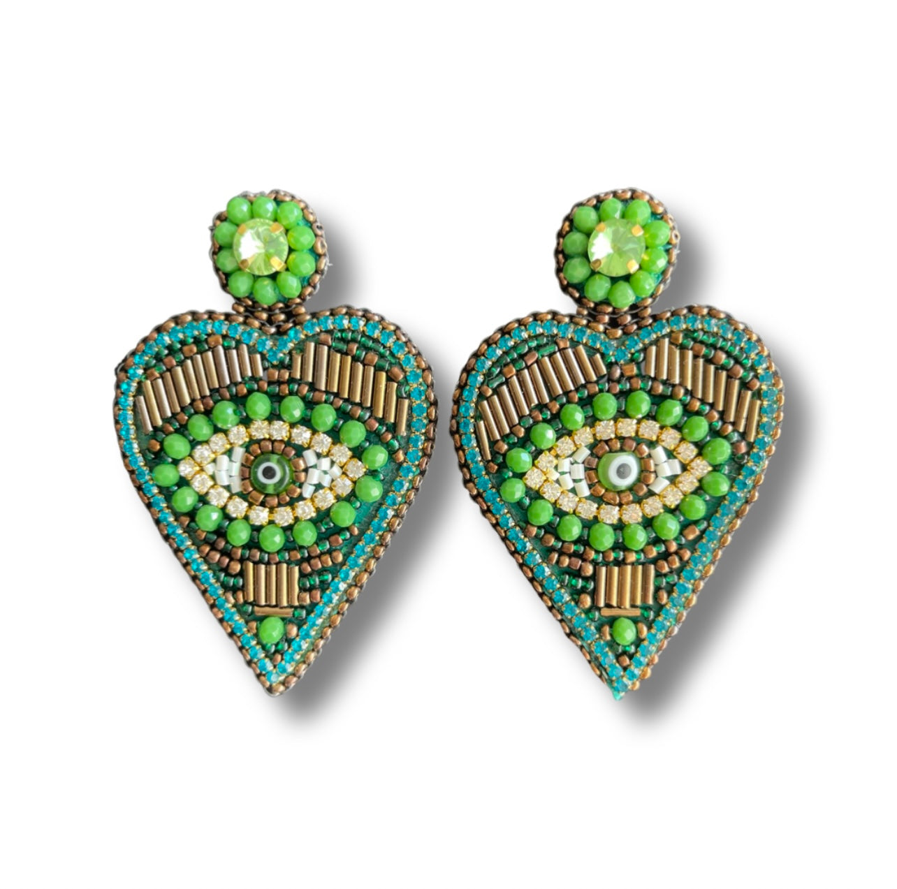 05. Green heart earrings