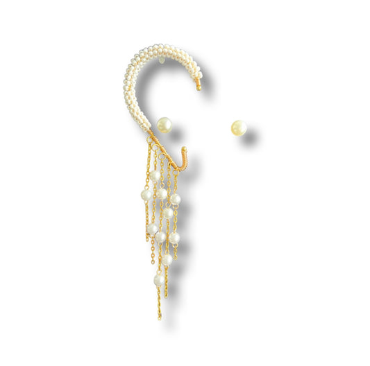 03. White ear cuff style pearl earrings