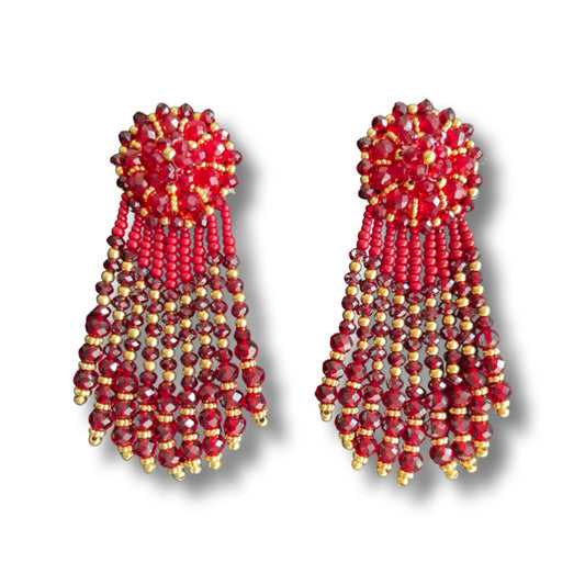 03. Elegant red and gold rain earrings