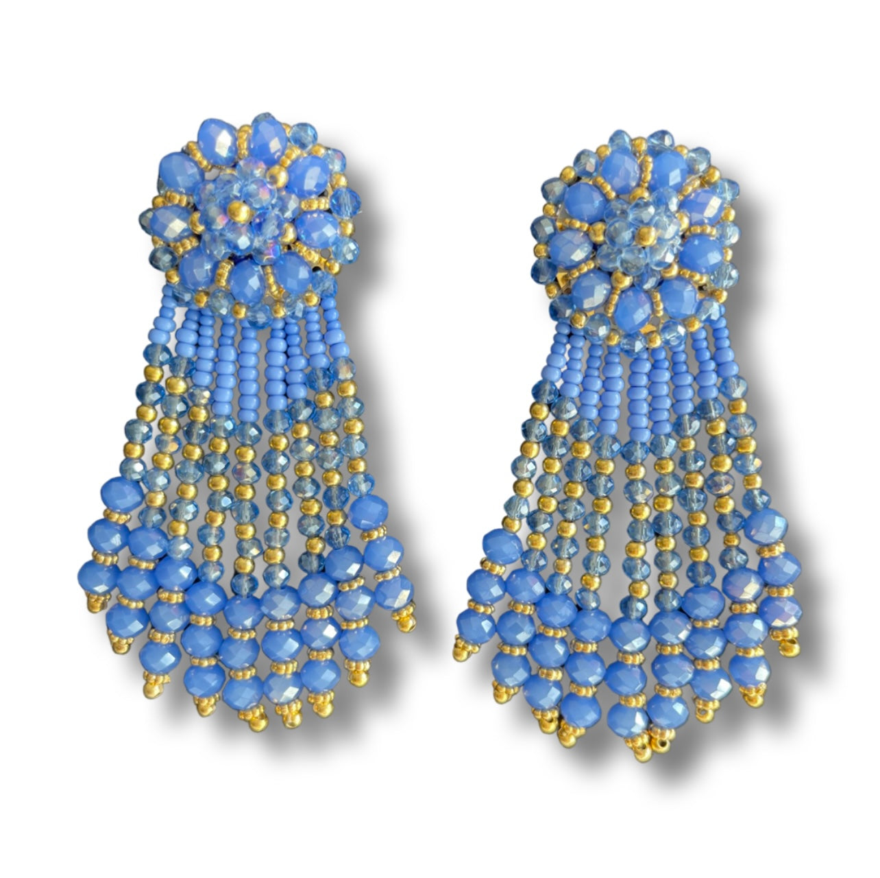 03. Elegant blue and gold rain earrings