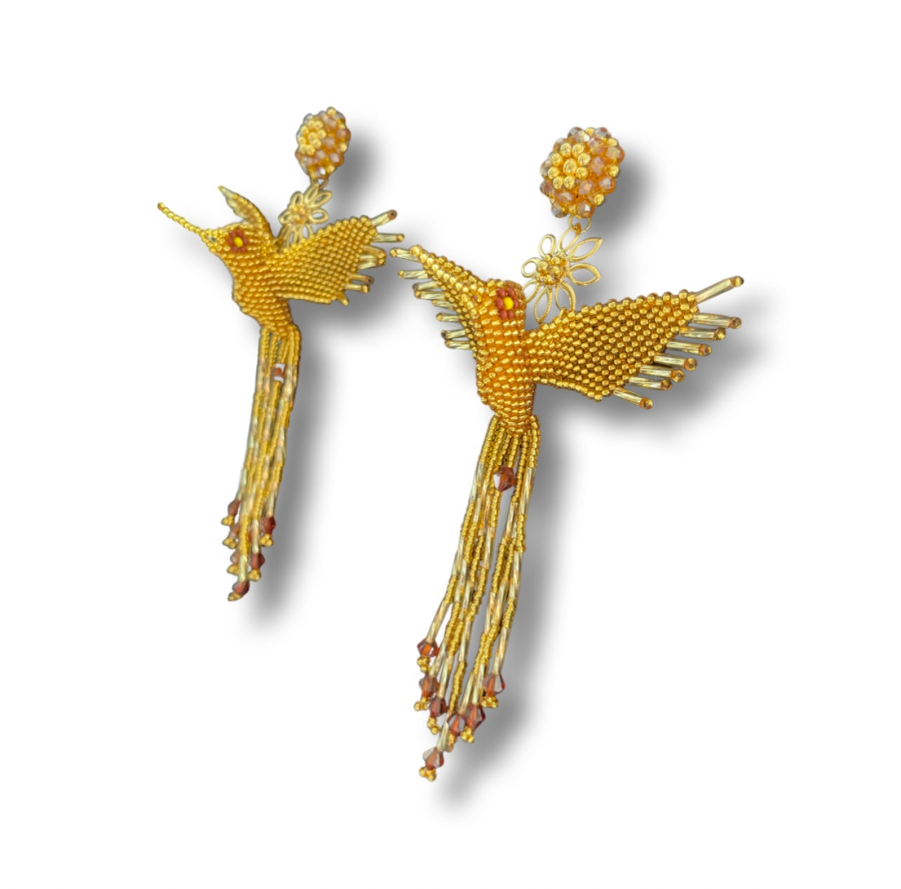 03. Gold 3D hummingbird earrings