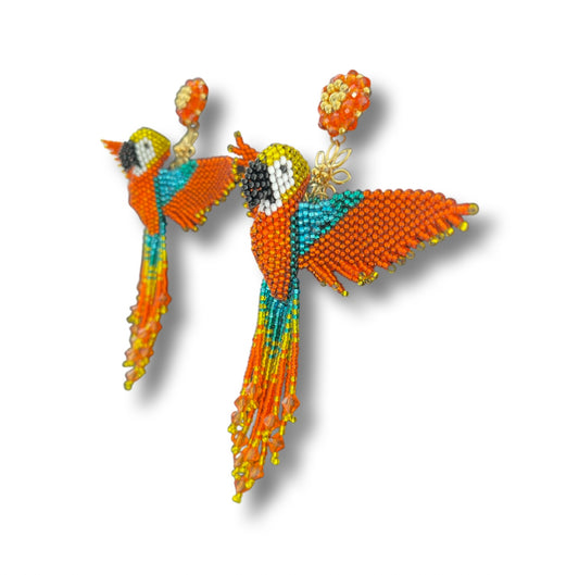 03. Orange 3D macaw earrings