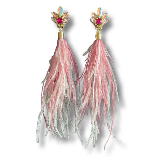 05. Earrings designed in pink feather