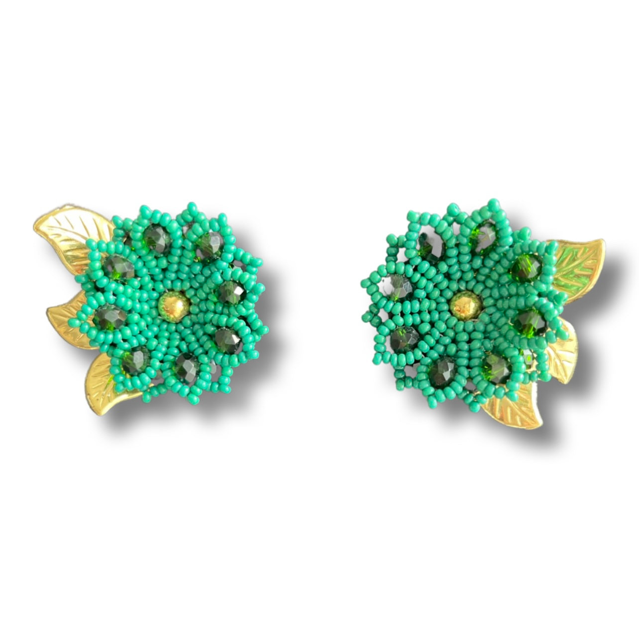 03. Small green flower earrings