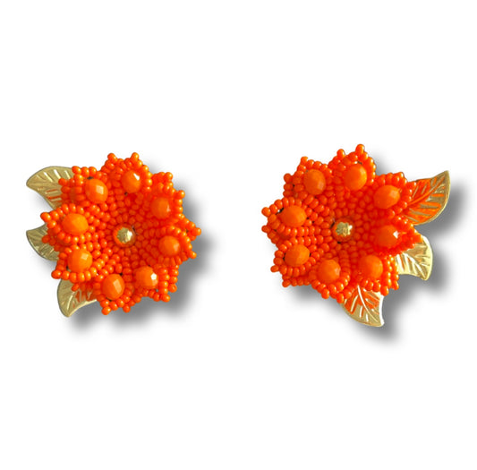 03. Small orange flower earrings