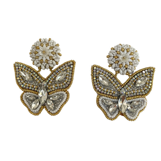 03. Elegant white butterfly earrings