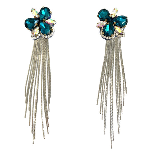 05. Blue crystal flower earrings