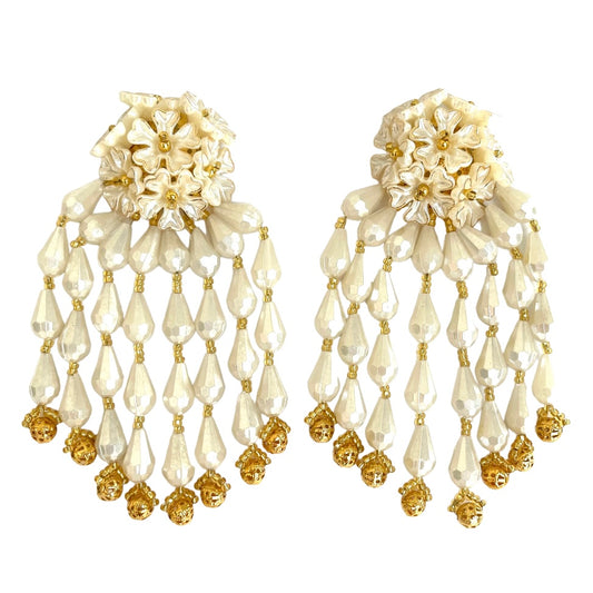 04. Elegant strappy white earrings