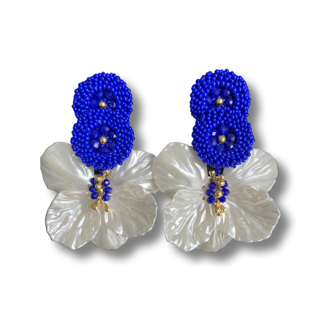 03. Butterfly earrings blue and white color