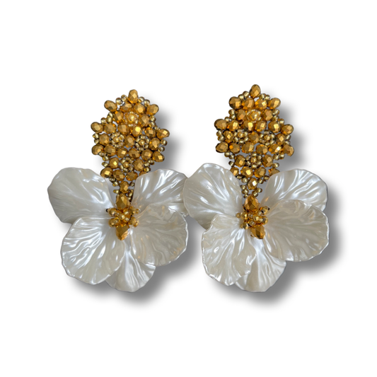 03. Butterfly earrings gold and white color