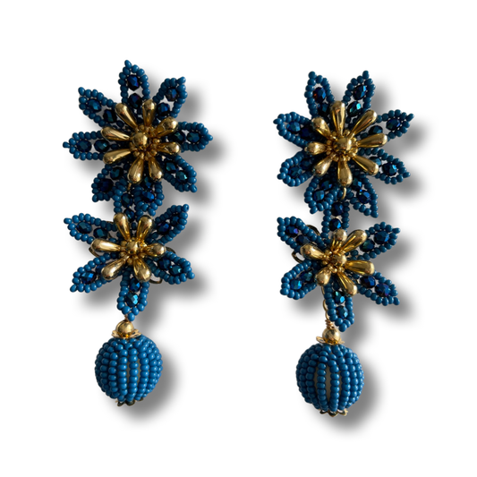 03. Earrings designed in blue flowers