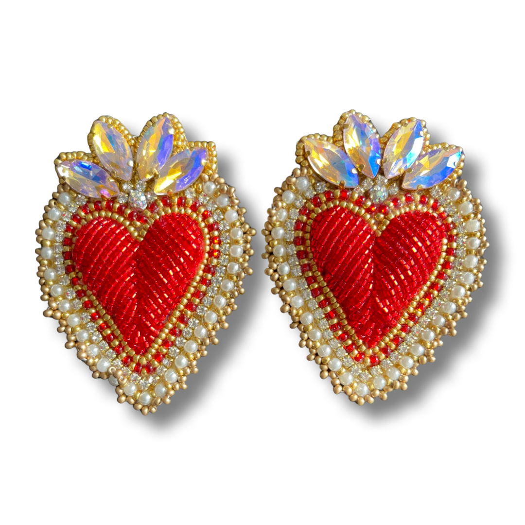 03. Elegant red heart earrings