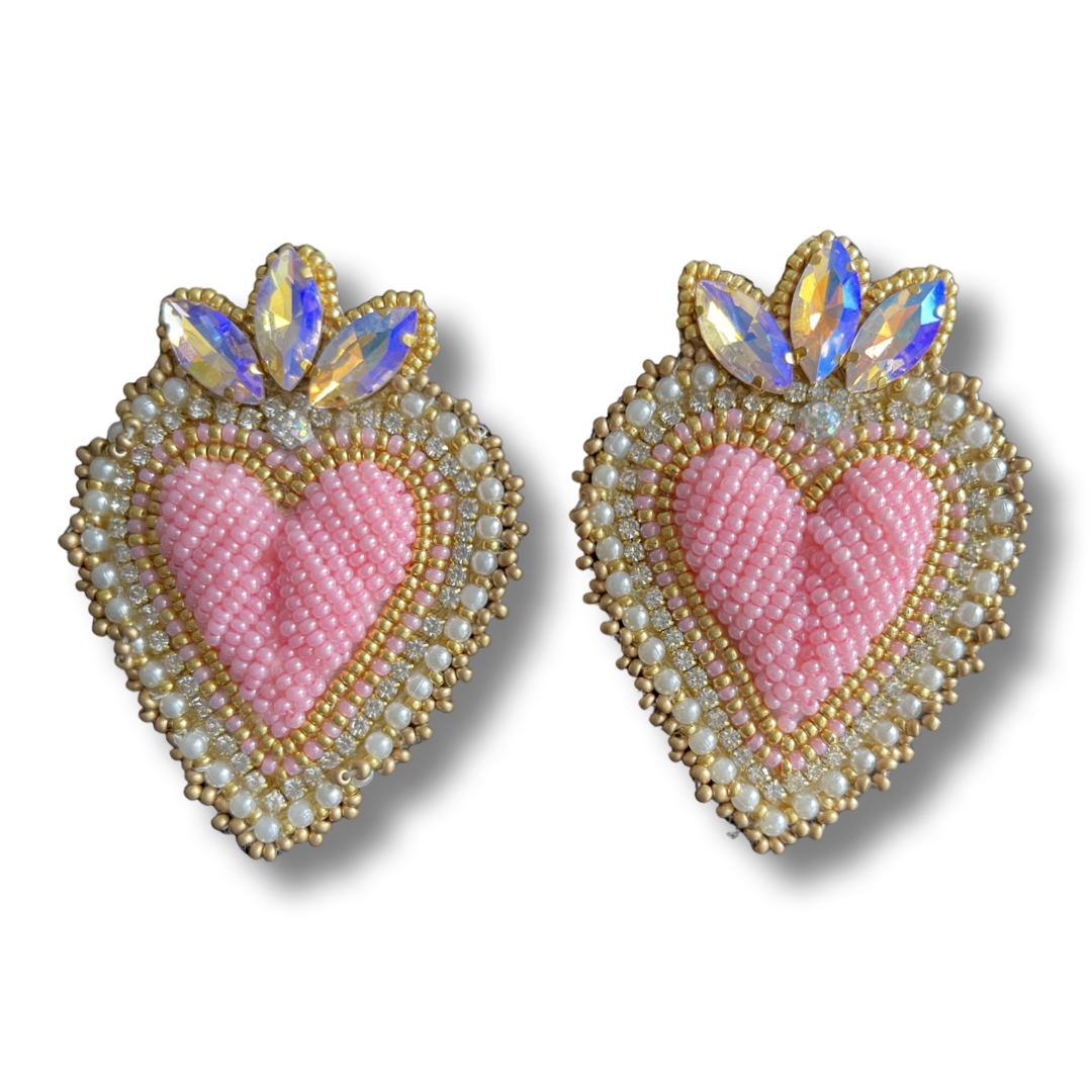 03. Elegant pink heart earrings